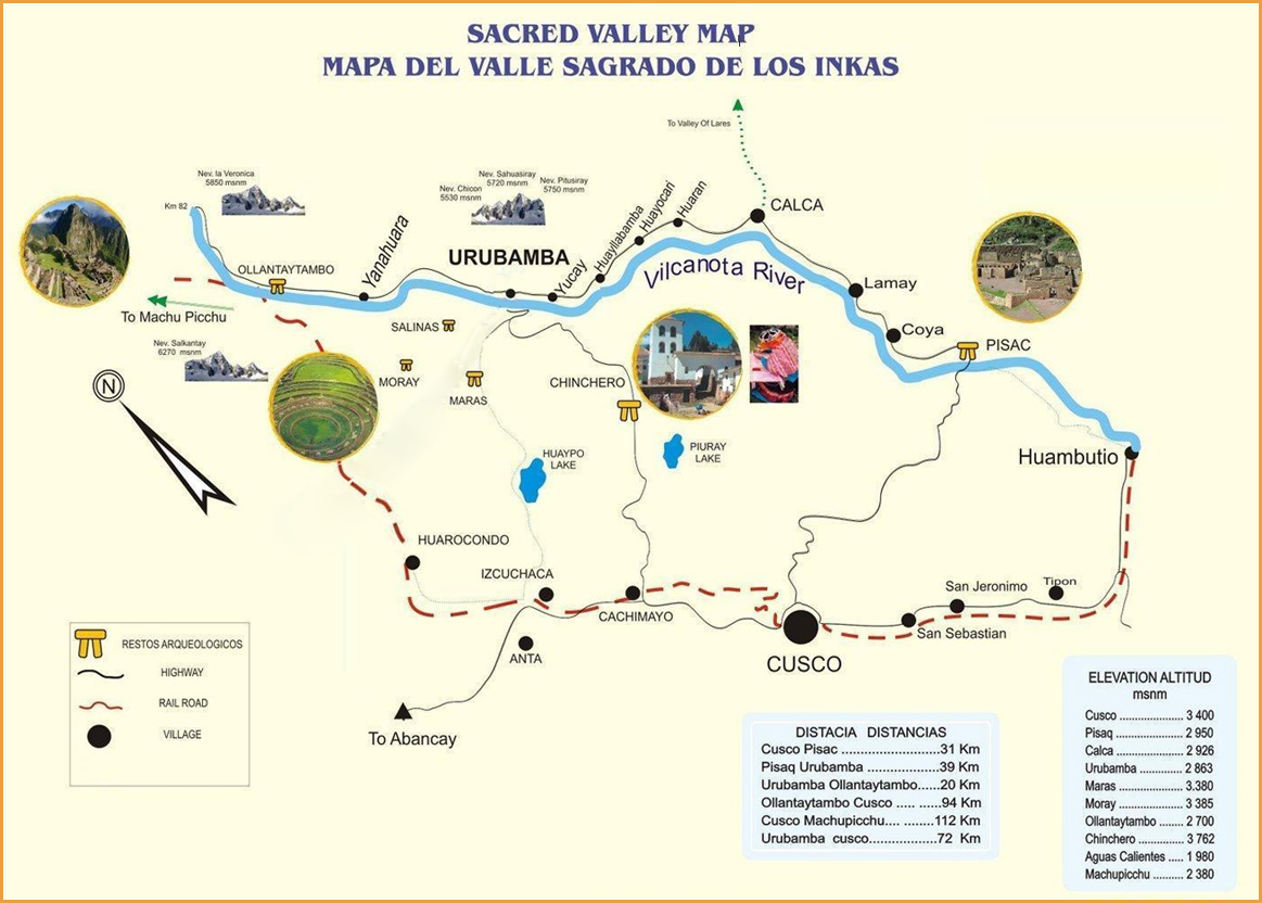 mapa del valle sagrado de los inkas